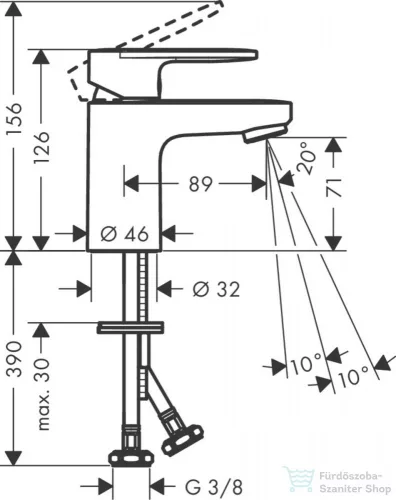Hansgrohe VERNIS BLEND mosdó csaptelep 70,leeresztő nélkül, matt fekete 71558670