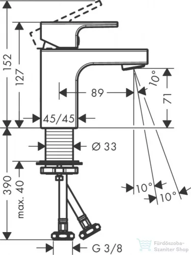 Hansgrohe VERNIS SHAPE 70 mosdócsaptelep leeresztő nélkül, matt fekete 71567670