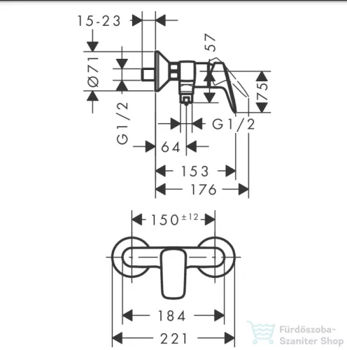 Hansgrohe LOGIS egykaros zuhanycsaptelep zuhanyszett nélkül,matt fekete 71600670
