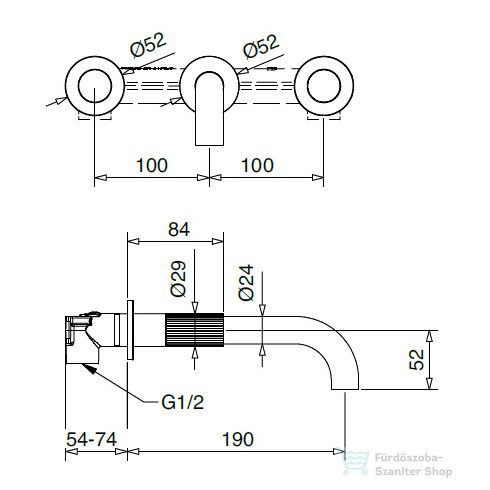 Bugnatese MOON falsík alatti mosdó csaptelep 19 cm-es kifolyóval,leereszt nélkül,belső egységgel,grafit 7165GF