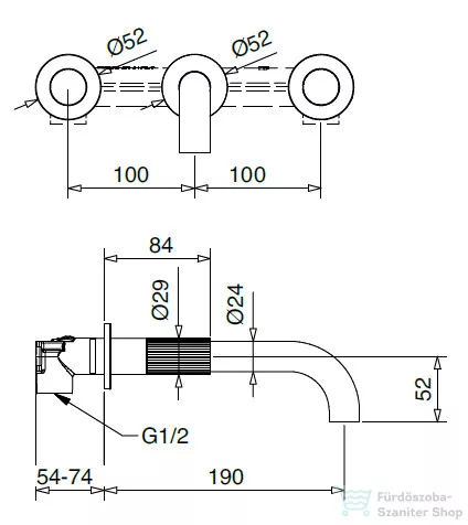 Bugnatese MOON falsík alatti mosdó csaptelep 19 cm-es kifolyóval,click-clack leeresztővel,belső egységgel,szálcsiszolt nikkel 7165SCNS