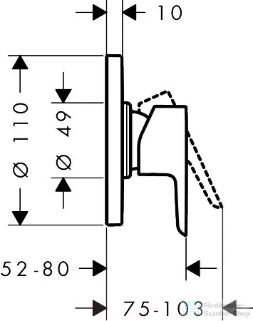 Hansgrohe NEOVIS Q falsík alatti kád/zuhany csaptelep alaptest nélkül, króm 71683000