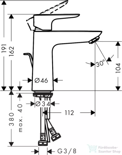 Hansgrohe TALIS E 110 mosdó csaptelep, automata leeresztővel, króm 71710000