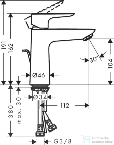 Hansgrohe TALIS E 110 mosdó csaptelep, automata leeresztővel, polírozott arany 71710990