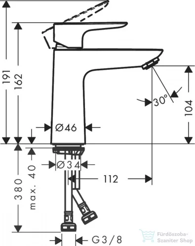Hansgrohe TALIS E 110 mosdócsaptelep leeresztő nélkül,polírozott arany hatású 71712990
