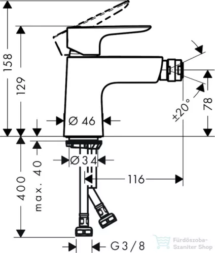 Hansgrohe HG Talis E egykaros bidécsaptelep push-open lefolyó-garnitúrával 71721000