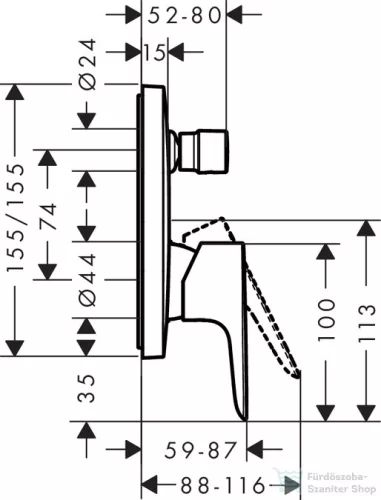 Hansgrohe TALIS E falsík alatti kád / zuhany csaptelep, króm 71745000