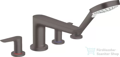 Hansgrohe TALIS E 4 üléses kádperemre szerelhető kád csaptelep, szálcsiszolt fekete/króm 71748340