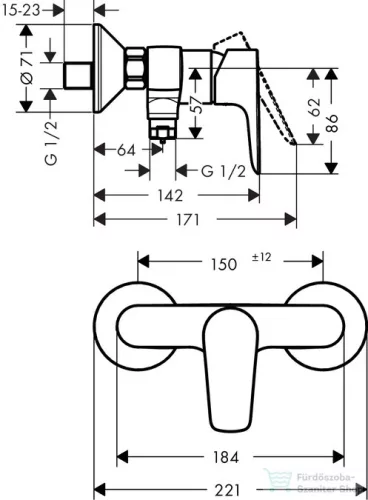 Hansgrohe TALIS E zuhanycsaptelep, zuhanyszett nélkül, króm 71760000