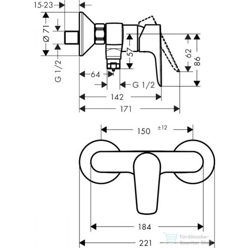 Hansgrohe TALIS E zuhany csaptelep, zuhanyszett nélkül, polírozott arany 71760990