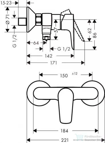 Hansgrohe TALIS E zuhany csaptelep, zuhanyszett nélkül, polírozott arany 71760990