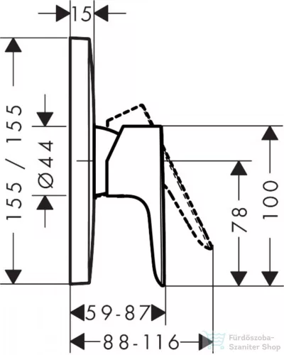 Hansgrohe TALIS E falsík alatti kád / zuhany csaptelep, polírozott arany 71765990