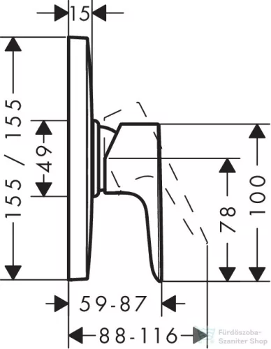 Hansgrohe HG Talis E Falsík alatti egykaros zuhanycsaptelep Highflow  71768000