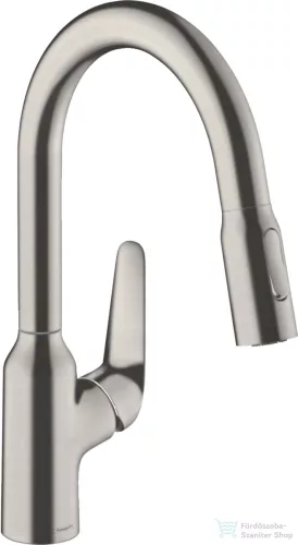 Hansgrohe FOCUS M42 180 kihúzható fejes mosogató csaptelep,2 jet, rozsdamentes acél hatású 71801800