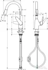 Hansgrohe FOCUS M42 180 kihúzható fejes mosogató csaptelep,2 jet, rozsdamentes acél hatású 71801800
