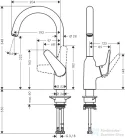 Hansgrohe FOCUS M42 220 mosogató csaptelep, rozsdamentes acél hatású 71802800