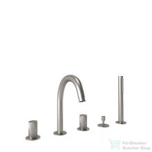   Bugnatese MOON 5 üléses peremre szerelhető kádtöltő csaptelep zuhanyszettel,szálcsiszolt nikkel 7180NS