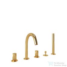   Bugnatese MOON 5 üléses peremre szerelhető kádtöltő csaptelep zuhanyszettel,szálcsiszolt arany 7180OS