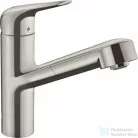 Hansgrohe FOCUS M42 mosogató csaptelep kihúzható kifolyóval,1 jet, nemesacél felület 71814800