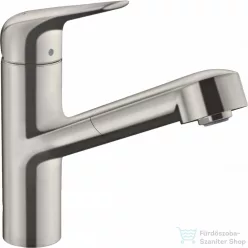   Hansgrohe FOCUS M42 mosogató csaptelep kihúzható kifolyóval,1 jet, nemesacél felület 71814800