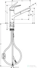 Hansgrohe FOCUS M42 mosogató csaptelep kihúzható kifolyóval,1 jet, nemesacél felület 71814800
