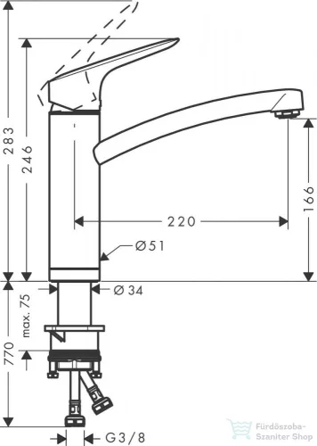 Hansgrohe LOGIS M31 egykaros mosogató csaptelep ablak előtti szereléshez, króm 71833000