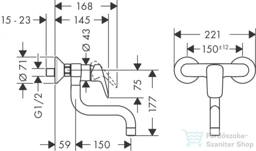 Hansgrohe LOGIS M31 fali mosogató csaptelep,króm 71836000