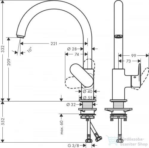 Hansgrohe VERNIS BLEND M35 egykaros mosogató csaptelep, matt fekete 71870670