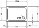 Duravit D-CODE 100x70 cm-es zuhanytálca leeresztő nélkül, 720093000000000