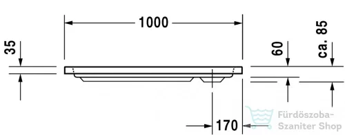 Duravit D-CODE 100x70 cm-es zuhanytálca leeresztő nélkül, 720093000000000
