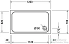 Duravit D-CODE 120x70 cm-es zuhanytálca leeresztő nélkül, 720094000000000