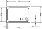 Duravit D-CODE 110x75 cm-es zuhanytálca leeresztő nélkül, 720097000000000