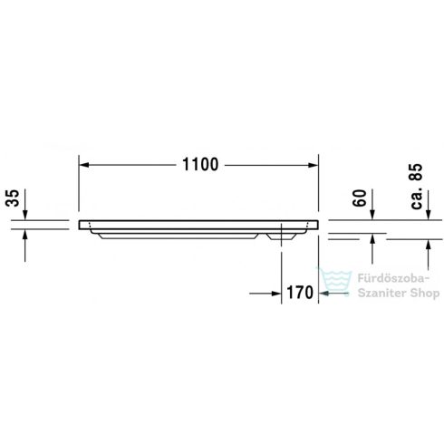 Duravit D-CODE 110x75 cm-es zuhanytálca leeresztő nélkül, 720097000000000