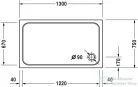 Duravit D-CODE 130x75 cm-es zuhanytálca leeresztő nélkül, 720098000000000