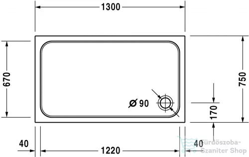 Duravit D-CODE 130x75 cm-es zuhanytálca leeresztő nélkül, 720098000000000
