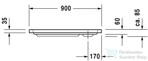 Duravit D-CODE 90x90 cm-es zuhanytálca leeresztő nélkül, 720102000000000