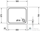 Duravit D-CODE 90x75 cm-es zuhanytálca leeresztő nélkül, 720104000000000