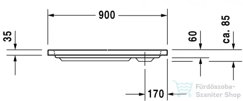 Duravit D-CODE 90x75 cm-es zuhanytálca leeresztő nélkül, 720104000000000