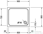 Duravit D-CODE 90x80 cm-es zuhanytálca leeresztő nélkül, 720105000000000