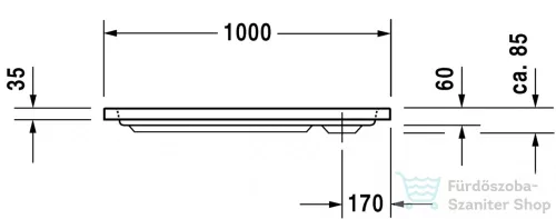 Duravit D-CODE 100x80 cm-es zuhanytálca leeresztő nélkül, 720106000000000