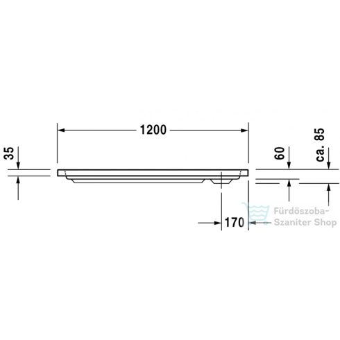 Duravit D-CODE 120x80 cm-es zuhanytálca leeresztő nélkül, Antislip bevonattal 720113000000001