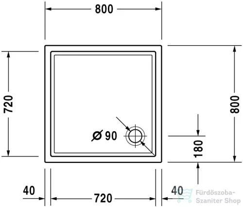 Duravit STARCK TUBS & SHOWERS Slimline 80x80 cm-es zuhanytálca,720114000000000