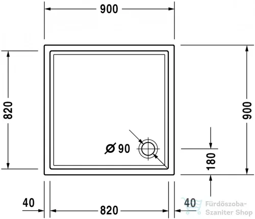 Duravit STARCK TUBS & SHOWERS Slimline 90x90 cm-es zuhanytálca,720115000000000