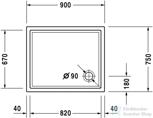 Duravit STARCK TUBS & SHOWERS Slimline 90x75 cm-es zuhanytálca Antislip bevonattal 720117000000001