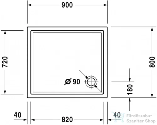 Duravit STARCK TUBS & SHOWERS Slimline 90x80 cm-es zuhanytálca,720118000000000