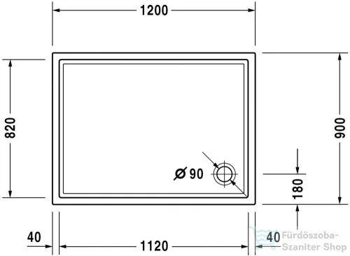 Duravit STARCK TUBS & SHOWERS Slimline 120x90 cm-es zuhanytálca,720122000000000