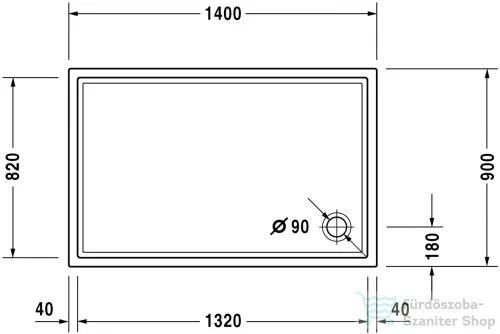 Duravit STARCK TUBS & SHOWERS Slimline 140x90 cm-es zuhanytálca Antislip bevonattal 720126000000001