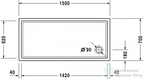 Duravit STARCK TUBS & SHOWERS Slimline 150x70 cm-es zuhanytálca Antislip bevonattal 720127000000001