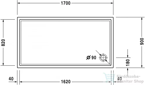 Duravit STARCK TUBS & SHOWERS Slimline 170x90 cm-es zuhanytálca,720133000000000