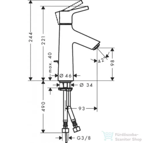 Hansgrohe TALIS S 100 egykaros mosdó csaptelep, automata leeresztővel, króm 72020000